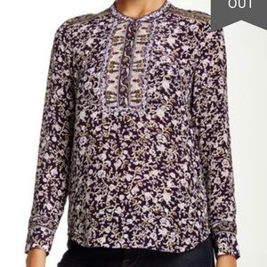 Rebecca Taylor Floral Silk Double Placket Blouse